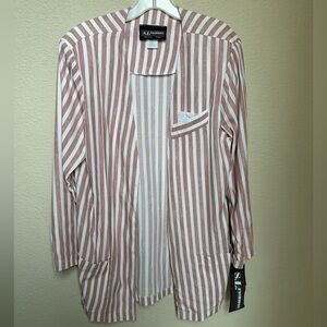Vintage S. L. Fashion Striped Pink Blazer Jacket Size 14 - Made in USA NWT